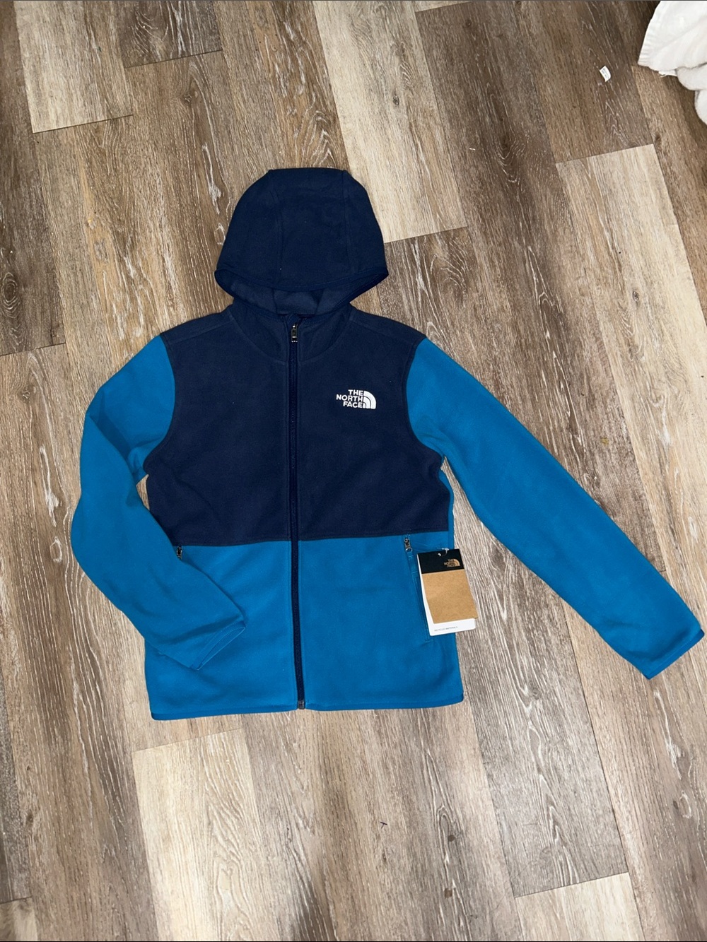 The North Face Kids Blue Two-Tone Hooded Fleece Jacket